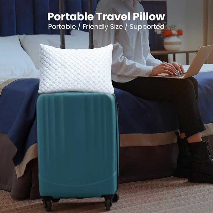 Shredded Memory Foam Pillows for Travel Cooling Pillows for Hot Sleepers Support Adjustable Travel Pillow with Extra Fill
