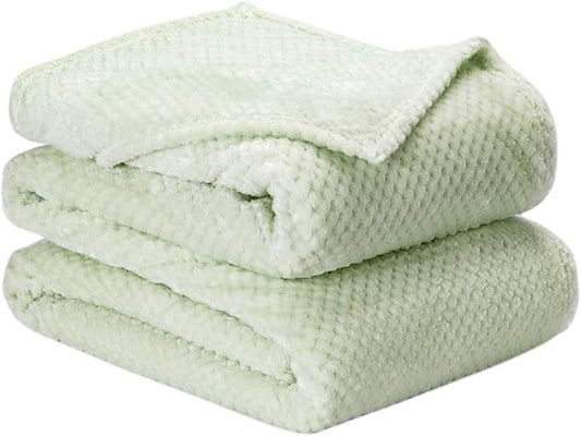 Fuzzy Throw Blanket, Plush Fleece Blankets for adults, Toddler, boys and Girls, Warm Soft Blankets and Throws for Bed, Couch, Sofa, Travel and Outdoor, Camping (Queen(80"x90"), XXL-Pastel Green)