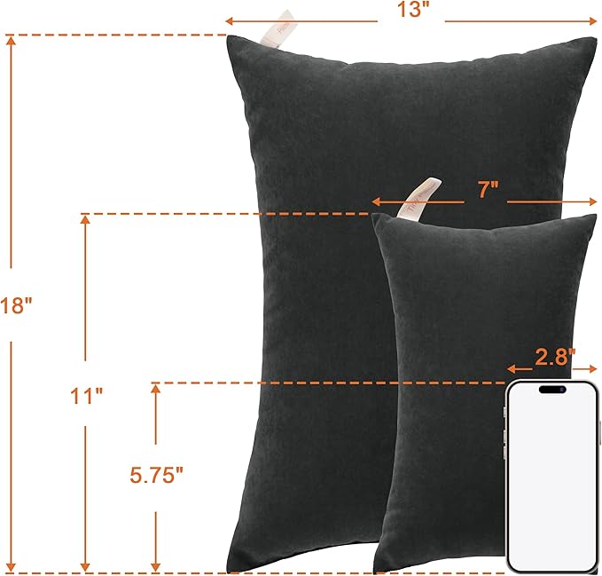 NTBAY Tiny Pillows, Down Alternative 7"x11" Microfiber Mini Pillows for Travel, Pets, Soft Machine Washable Small Pillows for Neck, Wrist, Lumbar and Knee, Black