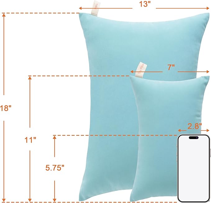 NTBAY Tiny Pillows, Down Alternative 7"x11" Microfiber Mini Pillows for Travel, Pets, Soft Machine Washable Small Pillows for Neck, Wrist, Lumbar and Knee, Aqua