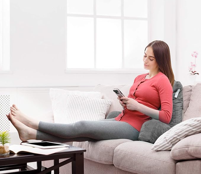 Nestl Reading Pillow for Kids, Small Bed Pillow, Back Pillow for Sitting in Bed, Memory Foam Chair Pillow, Reading & Bed Rest Pillows, Grey Back Pillow for Bed, Arm Pillow with Pockets