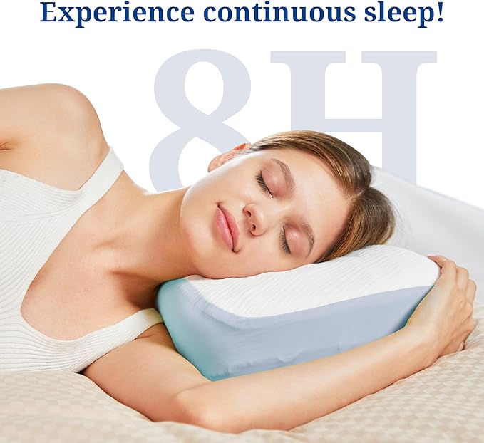 Cervical Pillow for Pain Relief Sleeping, Memory Foam Orthopedic Contour Neck Pillows for Bed with Breathable Pillowcase, Ergonomic Neck Support Pillows for Side, Back and Stomach Sleepers[Blue]