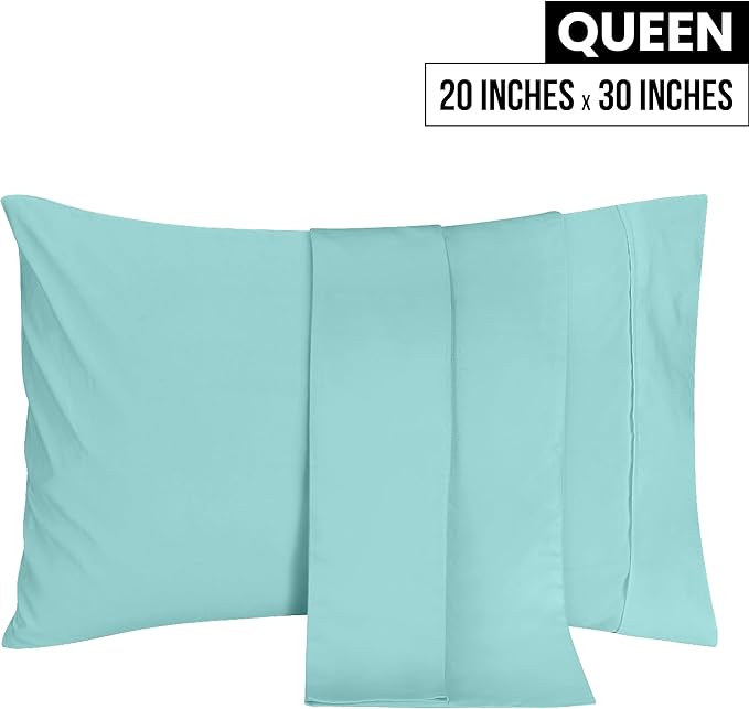 Utopia Bedding Queen Pillow Cases - 2 Pack - Envelope Closure - Soft Brushed Microfiber Fabric - Shrinkage and Fade Resistant Pillow Covers 20 X 30 Inches (Queen, Spa Blue)