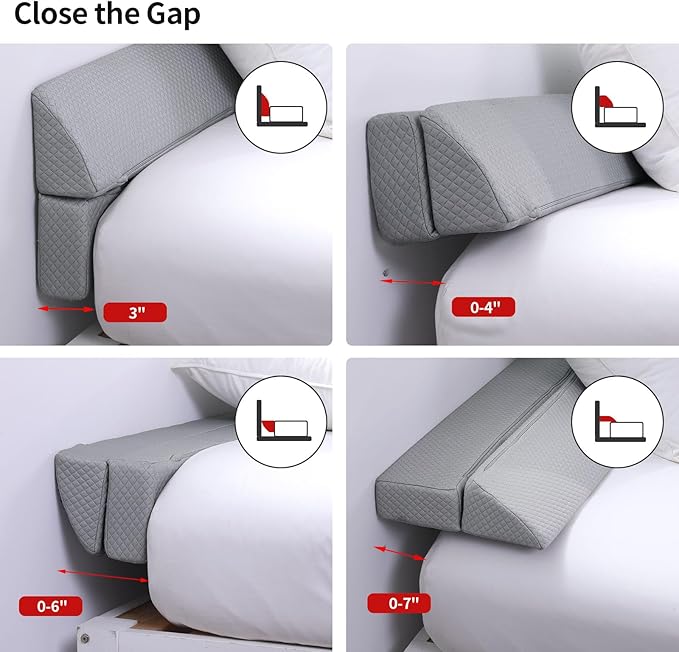 MABOZOO Pillow Wedge for Headboard Gap,Bed Gap Filler Full Size,Foldable Bed Wedge Pillow for Headboard,Light Grey Bed Wedge Gap Filler,Foam Mattress Gap Filler,54"x6"x6"