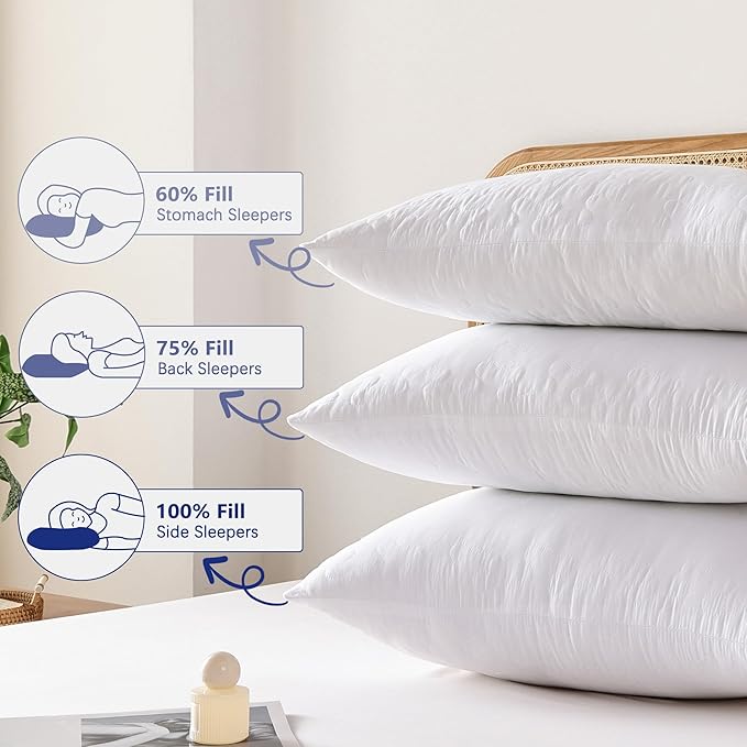 Shatex Extra Firm Pillow Standard Size 26 x 20 inch, Bed Pillow with Adjustable Insert Provides Stronger Support - for Back, Stomach & Side Sleepers,Super Firm