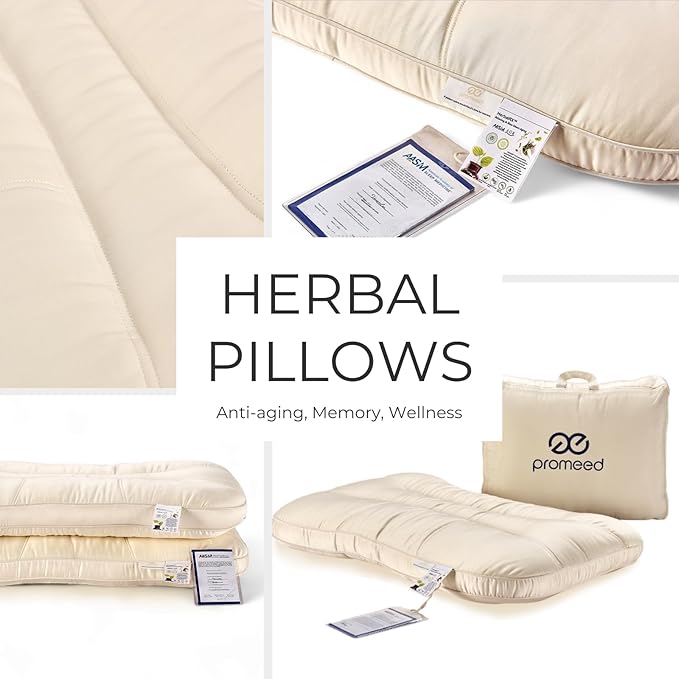 PROMEED Vitality Pillow, Deep Sleep Pillow for Side & Back Sleepers, Queen Size Bed Pillows for Sleeping, Anti-aging Herbal Filling Pillows