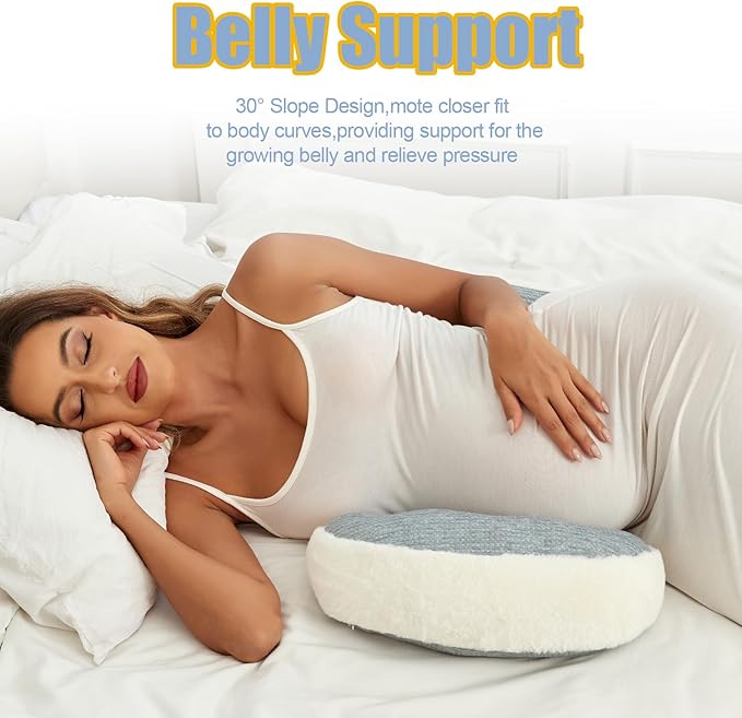 Pregnancy Pillows for Sleeping, Portable Maternity Pillow for Side Sleeper, Support for Back, Belly, HIPS for Pregnant Women, Adjustable Travel Pregnancy Pillow (Grey)
