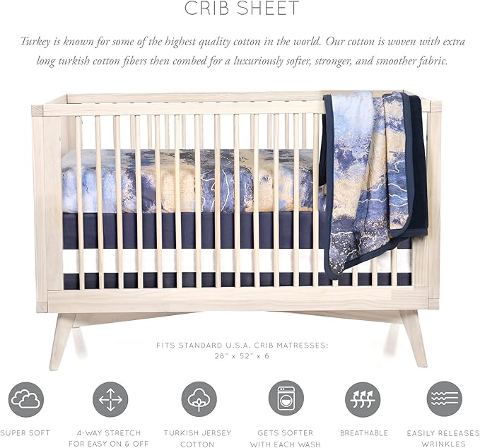 Crib Sheets - Crib Sheets Girl -Crib Sheets Boy - Jersey Sheets - Nursery Bedding - Toddler Bedding Sets for Girls - Toddler Bedding Sets for Boys - Baby Crib Sheets - OILO Studio Crib Sheet Midnight