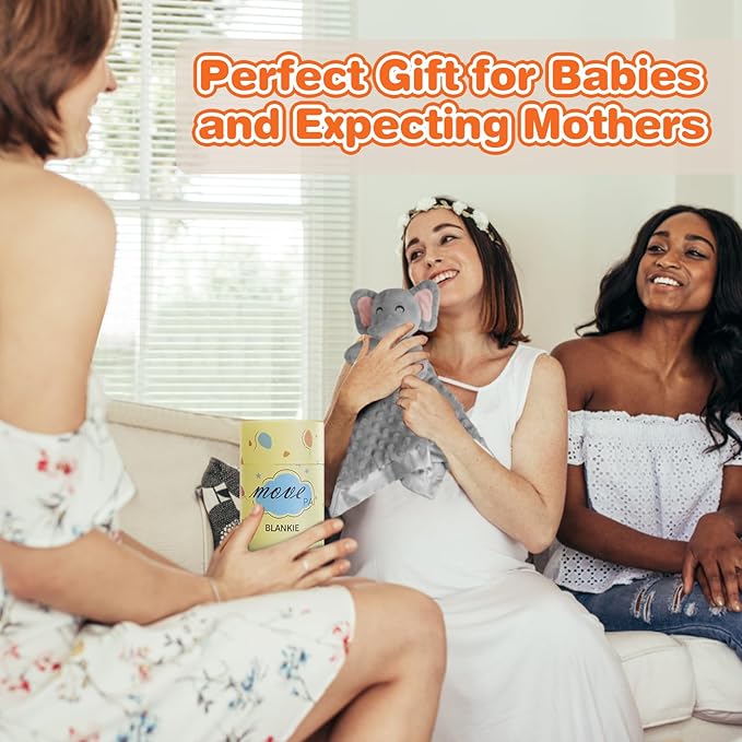 Elephant Baby Security Blanket Loveys for Babies Boys Girls, 16" Soft Baby Lovey Unisex Lovie, Baby Snuggle Toy Elephant Stuffed Animal, Elephant