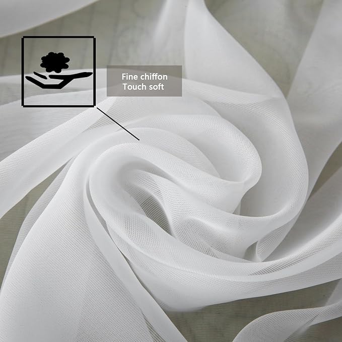 Pleated White Sheer Canopy Bed Curtains for Top of Bed, Romantic Princess Bed Curtains, Bed Canopy for Girls (Queen, White)