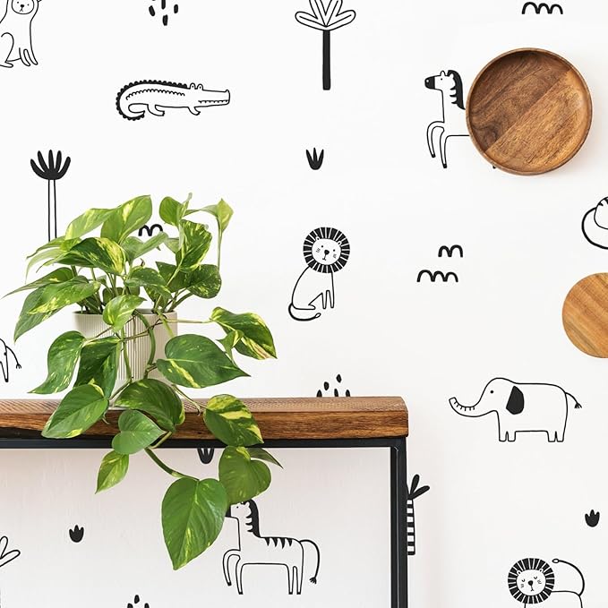 Jungle Animal Wall Decals Safari Nursery Wall Art Removable Wall Stickers Kids Room Decor Tropical Jungle Wall Decor