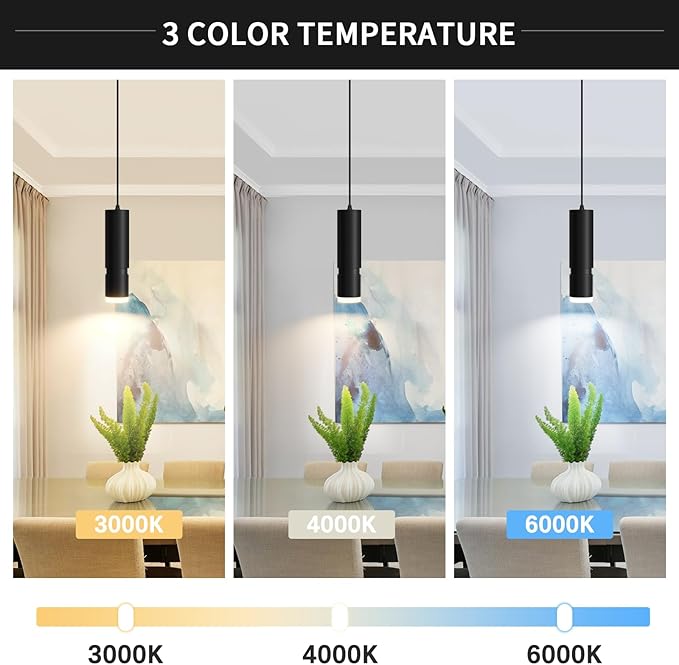 OKELI Pendant Lights, Modern Black Pendant Lights Fixture,3 Color Unique LED Pendant Lighting for Kitchen Island Bar,20W,3000-6000K, ETL(3Pack)