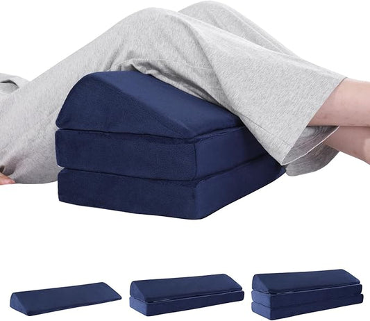 BALAPET 3-in-1 Adjustable Height Wedge Pillow, 7" Height Leg Knee Pillow for Side Sleepers & Aligns Spine, Supportive Bolster Pillow for Pregnancy Relieves Pressure Hip Leg Elevation, 22", Navy Blue