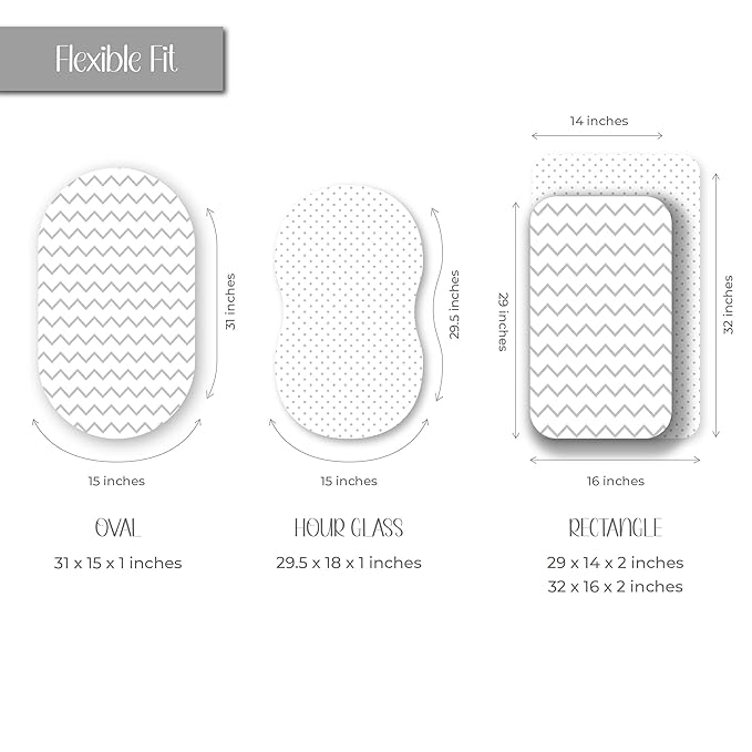 Bassinet Sheet Set 2 Pack - Baby Bassinet Sheets with 100% Jersey Cotton - Bassinet Sheets for Baby Girl and Boy, Newborn Essentials (Grey Chevron and Polka Dot)