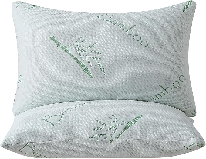 Shredded Memory Foam Pillows for Sleeping, Cooling Zippered Breathable Memory Foam Bed Pillow 2 Pack, Queen Size Firm Pillow Gel for Neck Support, Hotel Quality Bed Rest Pillow Set of 2