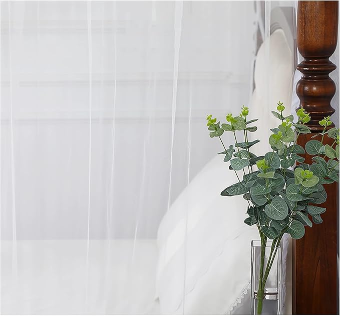 KGORGE Canopy Bed Sheer Curtains for Queen/King/Twin/Full Size, 8 Panels for Girls Boys Adults Bed, Home Bedroom Decor (White, 45 inch Width X 90 inch Length)