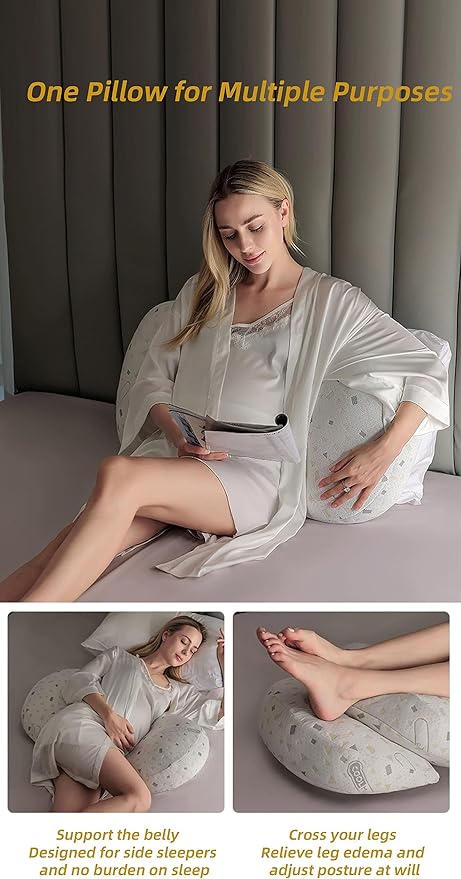 Pregnancy Pillows for Sleeping, Soft Pregnancy Pillow Side Sleeper with Detachable and Adjustable Pillow Cover, Maternity Body Pillow for Pregnancy Belly/Back Support
