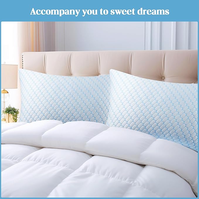 Bafode Memory Foam Pillows King Size Set of 2 Cooling Bed Pillow 2 Pack Shredded Memory Foam Pillow for Sleeping 20x36