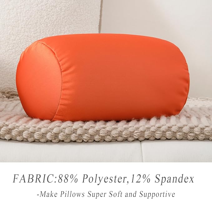 Microbead Body Pillow, Tube Microbead Bolster Bean Smooth Cool Pillow Neck Cervical Roll Pillow for Sleeping 7 x 12Inch Throw Travel Pillow (Tangerine Color)