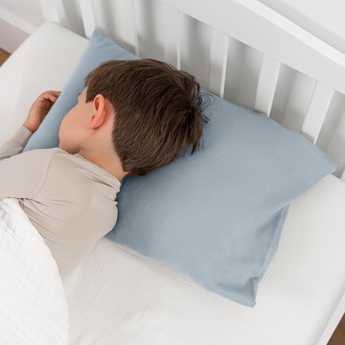 Comfy Cubs Toddler Pillow with Soft Cotton Pillowcase, 13"x18", Pacific Blue - Kids Pillow for Sleeping & Travel - Comfortable Small Pillow - Kids Travel Pillow with Breathable Microfiber Fill