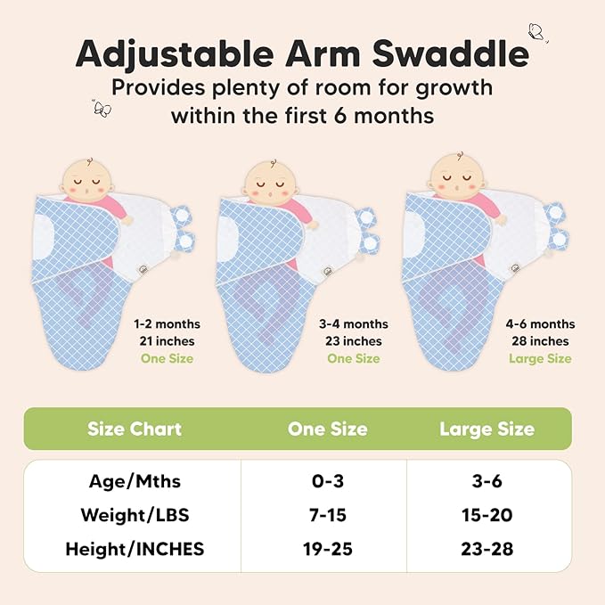 3-Pack Organic Baby Swaddle Sleep Sacks - Newborn Swaddle Sack, Ergonomic Baby Swaddles 0-3 Months, Swaddles for Newborns, Baby Sleep Sack, Baby Swaddle Blanket Wrap, Baby Essentials (Storm)