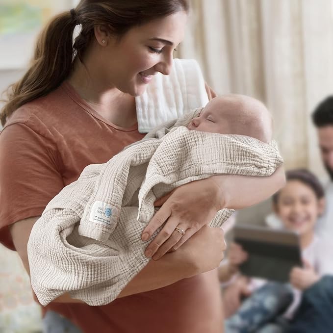 Lulu moon Muslin Quilt Blanket, Crib Blanket for Baby and Toddler,47x47 Inches(Ivory)