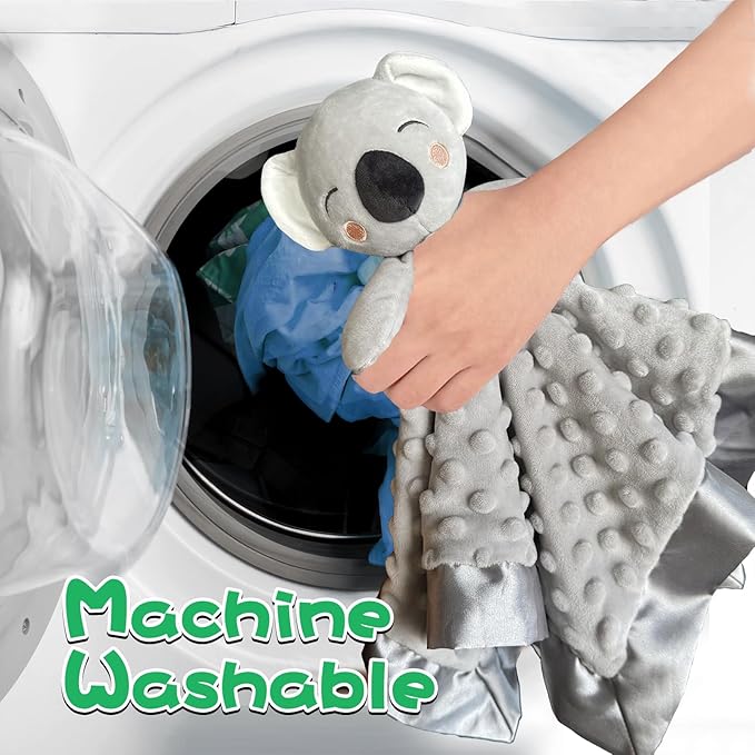 Koala Security Blanket, 16" Soft Lovey Unisex Lovie Baby Gifts for Newborn Boys and Girls Snuggle Toy Stuffed Animal Grey