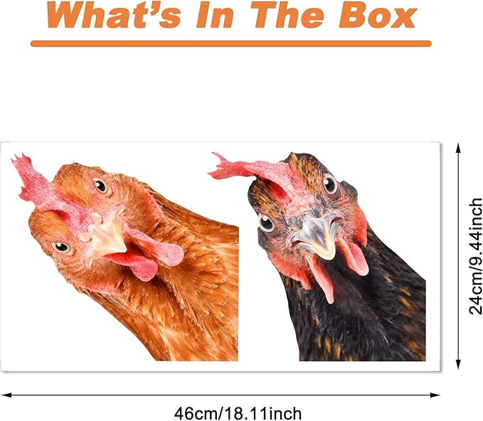 Funny Chicken Wall Decals Peel and Stick 2 Chicken Heads Window Art Stickers Funny Wall Decals Weird Funny Gifts for Friends Kitchen Kids Bedroom Playroom Game Room Farm Barn Funny Car Stickers