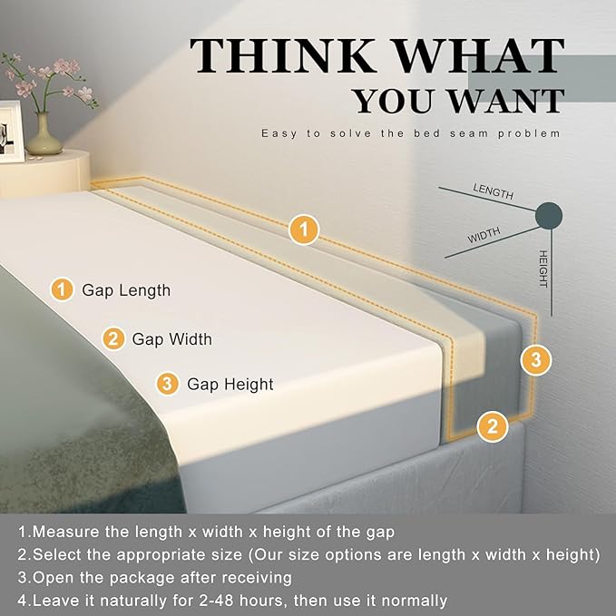 Mattress Extender, Bed Gap/Space Filler, Headboard Pillow Between Headboard and Mattress or Wall, High-Density Foam with Removable Cover（Light Grey-King-78 * 6 * 6in）