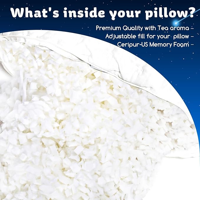 Cooling Bed Pillows for Sleeping Shredded Memory Foam Adjustable Cool Rayon Derived from Pillow for Side Back Stomach Sleepers Luxury Gel Queen Size 1 Pack Washable Removable Cover