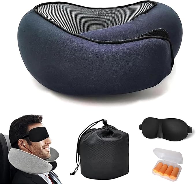 Travel Neck Pillows for Airplanes 2024 New Travel Pillow Neck Travel Pillow Memory Foam Airplane Pillow Soft Airplane Neck Pillow(Dark Blue)