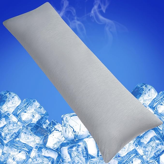 Cooling Body Pillow Case for Hot Sleepers - Body Pillow Cover Cooling Double Side Arc-Chill Q-Max>0.5 Cooling Fiber - Breathable Cooling Body Pillow Cover with Zipper (Dark Grey, 20" x 54")