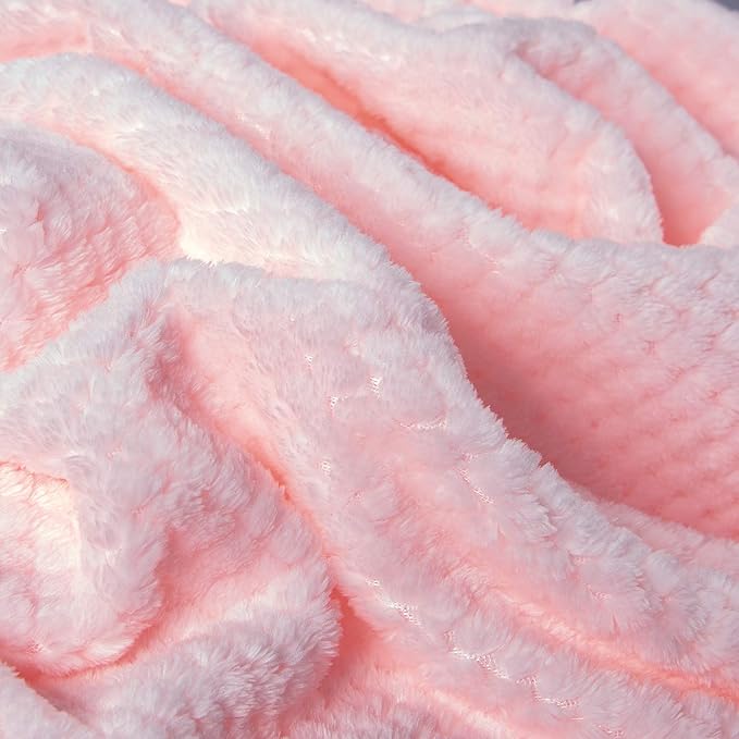 Fuzzy Throw Blanket, Plush Fleece Blankets for adults, Toddler, boys and Girls, Warm Soft Blankets and Throws for Bed, Couch, Sofa, Travel and Outdoor, Camping (Full Twin(70"x80"), XL2-Baby Pink)