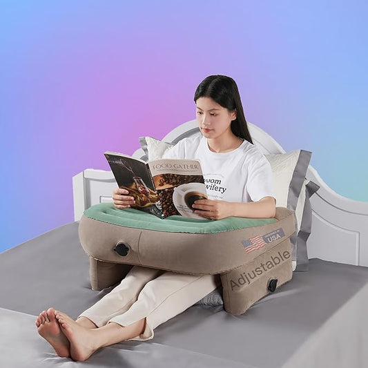 Inflatable Reading Pillow for Gaming, Portable Air Lap Desk Pillow, Adjustable Large Arm Rest Pillow, Crochet Pillow Support for Adult Kids Reading, Gaming, Playing or Sitting in Bed Sofa Floor
