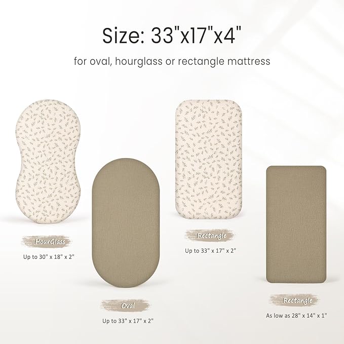 Muslin Bassinet Sheets Baby: Cotton Bassinet Sheets Fitted for Boys and Girls - Bassinet Sheets for Oval Rectangle or Hourglass Mattress(Autumn Leaf)