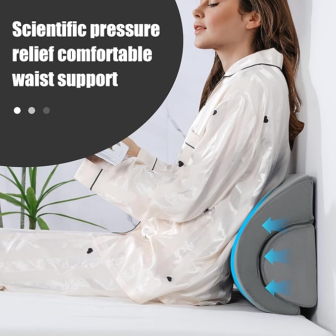 ROYALAY Half Moon Bolster Knee Pillow for Legs, Knees, Lower Back and Head, Adjustable Semi Roll Round Lumbar Support Pillow for Bed Sleeping, Health Large half moon pillow for Reduce Pressure,gray