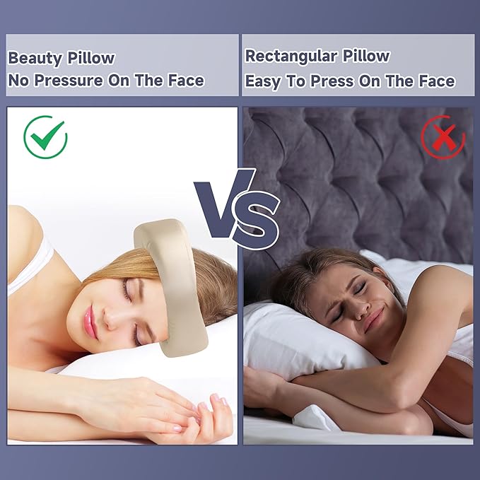 MABOZOO Satin Beauty Pillow, Soft Side Sleeper Pillow for Reduce Neck Discomfort, Flawless Face Pillow Side Back Stomach Sleeper Pillow for Protecting Your Skin