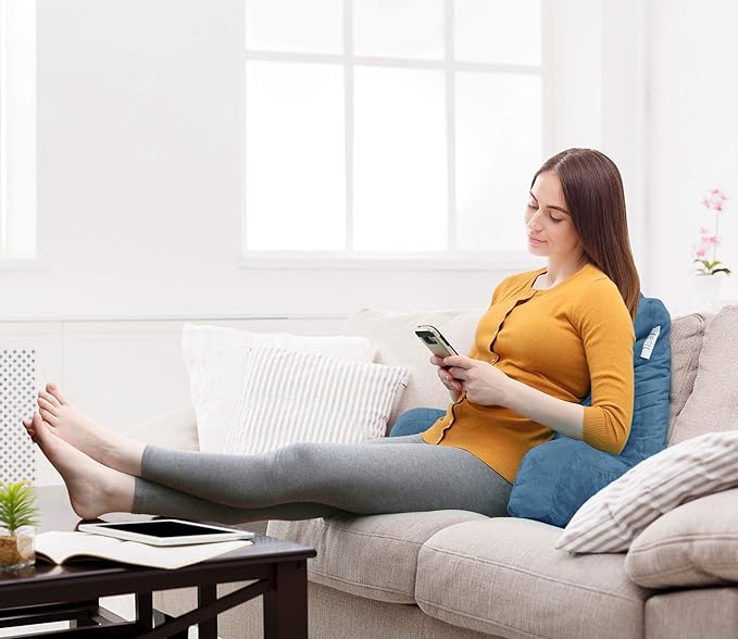 Nestl Reading Pillow Standard Bed Pillow, Back Pillow for Sitting in Bed Shredded Memory Foam Chair Pillow Reading & Bed Rest Pillows Blue Heaven Back Pillow for Bed, Bed Chair Arm Pillow with Pockets