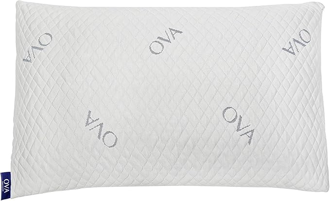 OVA - Queen Size Tri-Blend Memory Foam Hypoallergenic Pillow, Cooling Cover, Firm or Soft Customizable. Machine Washable, 100% Made in The U.S.A. 60 Day Risk Free Trial! (1 Pack, Queen)