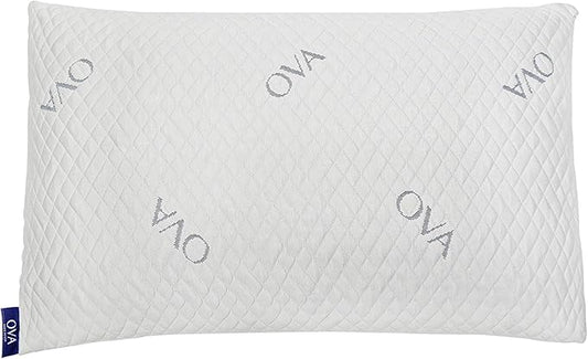 OVA - Queen Size Tri-Blend Memory Foam Hypoallergenic Pillow, Cooling Cover, Firm or Soft Customizable. Machine Washable, 100% Made in The U.S.A. 60 Day Risk Free Trial! (1 Pack, Queen)