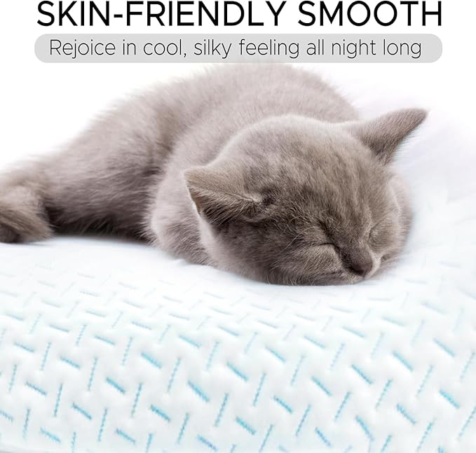 Body Pillow for Adults - Soft Long Bed Pillows Insert for Sleeping - Shredded Memory Foam & Removable Washable Cover - Swan Shaped Pregnancy Side Sleeper Pillow 49 Inch (Cooling Blue)