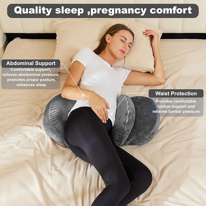 Pregnancy Pillow for Pregnant Women Sleeping, Maternity/Pregnancy Body Pillow Support for Back, Legs, Belly, HIPS of Pregnant Women Grey, Small