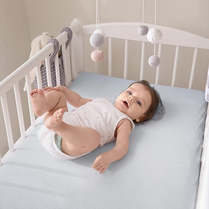 Baby Muslin Crib Sheets - Toddler Cotton Fitted Crib Sheets Neutral for Boys and Girls 2Pack