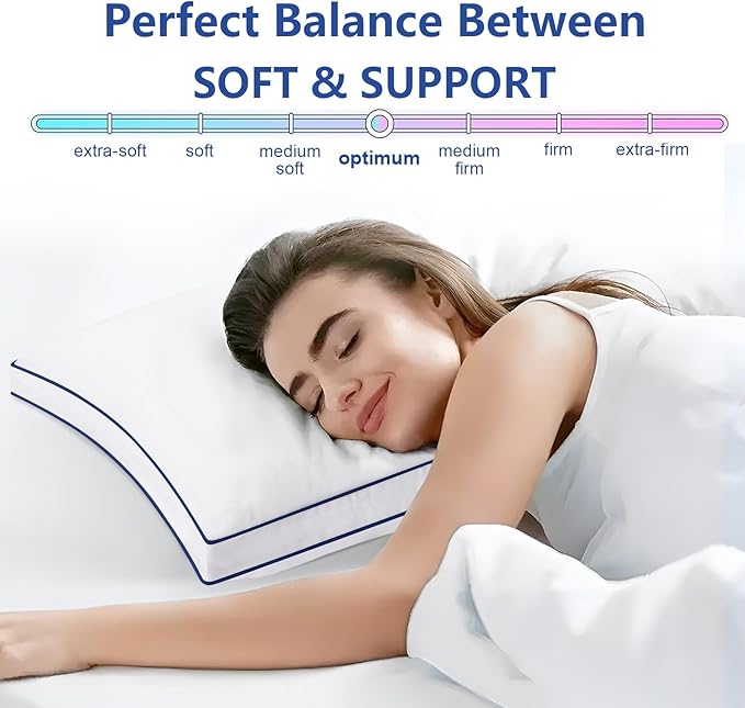 Premium Pillows King Size Set of 2, Fluffy and Supportive 7D Down Alternative Bed Pillows, Luxury Soft Hotel Quality Gusseted Pillow for Side Back Stomach Sleepers, Relief Neck Head and Shoulder Pain