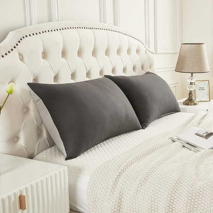 Bed Pillows for Sleeping - Pillows Standard Size Set of 4 Cooling Luxury Hotel Quality Pillow with Premium Plush Soft Down Alternative Fill for Side Back or Stomach Sleepers - Grey, 4 Pack