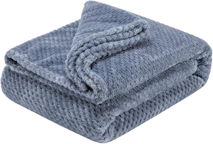Fuzzy Throw Blanket, Plush Fleece Blankets for Adults, Toddler, Boys and Girls, Warm Soft Blankets and Throws for Bed, Couch, Sofa, Travel and Outdoor, Camping (Throw(50"x70"), L-Smoked Blue)