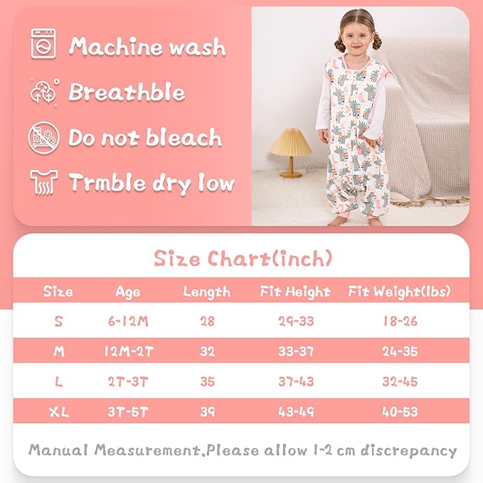WONDAY Toddler Sleep Sack, Sleep Sack 2t-3t, Sleep Sack Baby Wearable Blanket, Toddler Baby Sleep Sacks with Feet, Sleeveless Soft Toddler Sleeping Sack