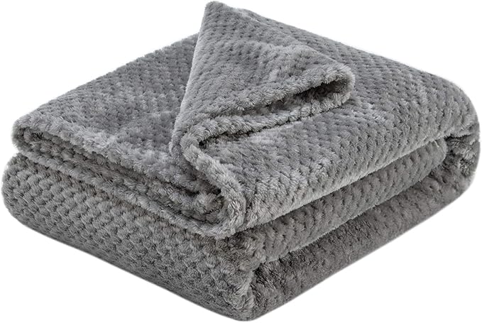 Fuzzy Throw Blanket, Plush Fleece Blankets for Adults, Toddler, Boys and Girls, Warm Soft Blankets and Throws for Bed, Couch, Sofa, Travel and Outdoor, Camping (Throw(50"x70"), L-Flint Gray)