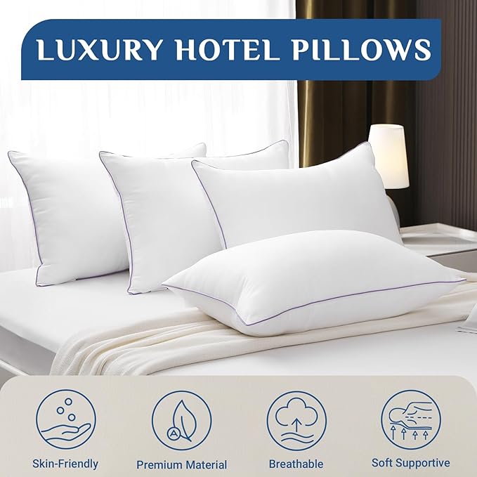 JOLLYVOGUE Pillows King Size Set of 1, Bed Pillows Set of 1, Cooling and Supportive Pillows with Super Soft Down Alternative Fill, Luxury Fluffy Hotel Quality for Side, Back, and Stomach Sleepers
