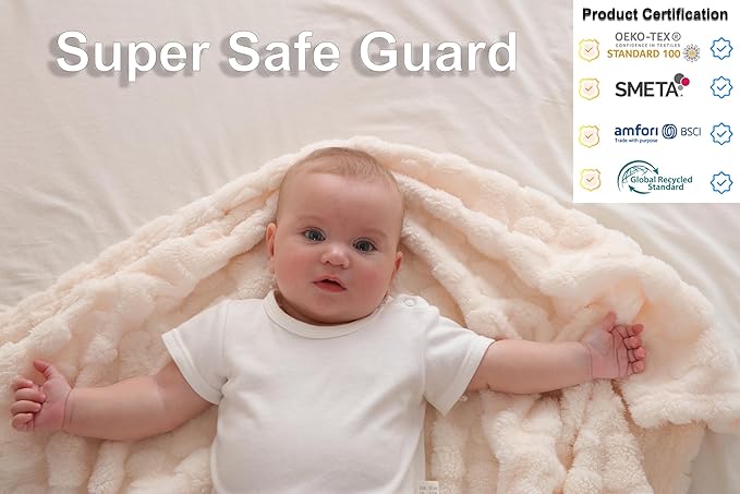 Sherpa Baby Blanket for Girls Toddlers Fleece Fluffy Fuzzy Blanket for Baby,Soft Warm Cozy Fleece Blanket,Receiving Blanket for Infant Newborn (cream, 30 * 40, bow)